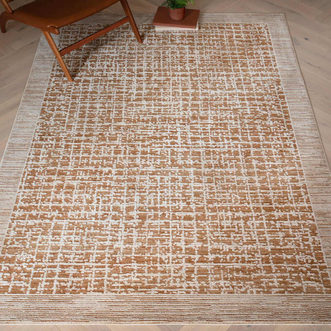 Latitude Run Rectangle Abstract Dhurrie Beige Rectangle 160 x 240 cm