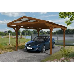 Skan Holz Carport Westerwald 362 x 648 cm nussbaum Holzcarport