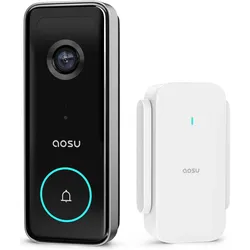 Aosu, Klingel + Türsprechanlage, V8S Video-Türsprechanlage WLAN Komplett-Set 1 Stück Schwarz (WLAN)