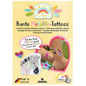 Moses Temporäre-Tattoos 26298, farbig, Lovely Planet, 2 Blatt à 10,5 x 14,8cm, 39 Tattoos