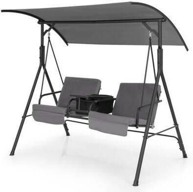 Costway Porch Swing Chair with Adjustable Canopy-Gray