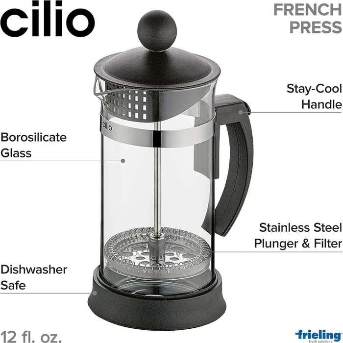 Cilio Krug 6 Tassen schwarz MARIELLA