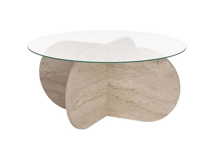 Salontisch - Farbe: Braun/beige marmoriert - Material: Glas - 63