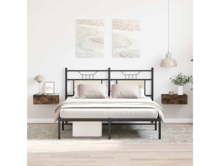 vidaXL Hängender Nachttisch 2Stk Räuchereiche 40x30x15cm Holzwerkstoff