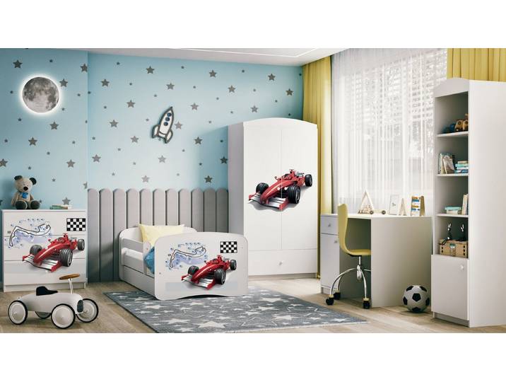 Raumhirsch Furniture Kinderkleiderschrank mit Motivauswahl - Kleiderschrank für Kinder (Kinderzimmerschrank für Jungen, Mit Ablagefächern & Kleiderstange) robuste Verarbeitung, kindgerecht, verschiedene Farben & Designs