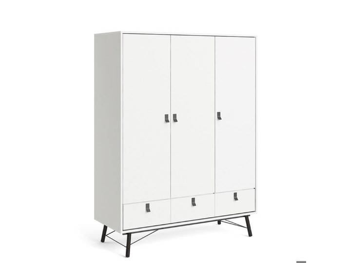 Rye Armoire 3 portes 3 tiroirs blanc mat.