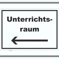 HB-Druck Unterrichtsraum Aufkleber mit Text Richtungspfeil links Schule Schulung waagerecht A7 (74x105mm)
