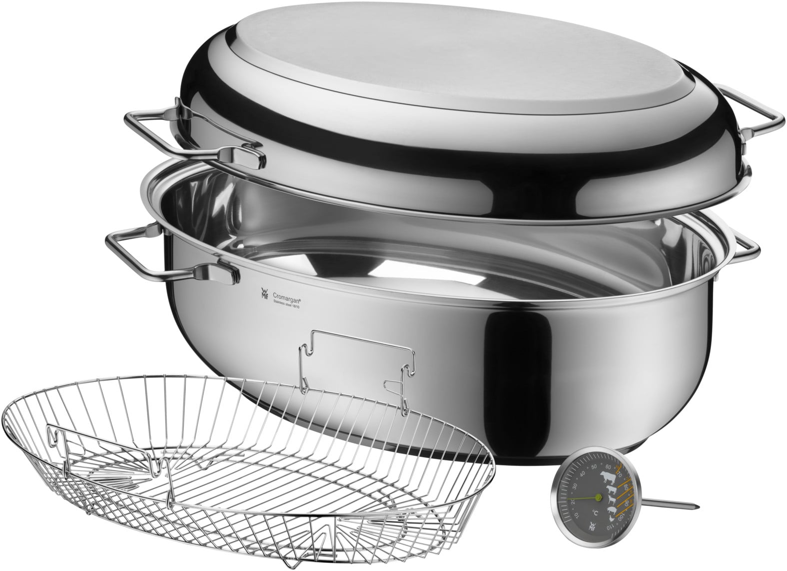 WMF braadpan met thermometer en bijpassend inzetstuk