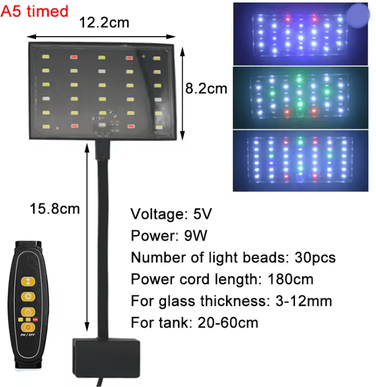 Inspire Essentials USB Aquarium LED Light Full Spectrum Plant Grow Lamp With Adjustable Brightness And Timer a5 Timed