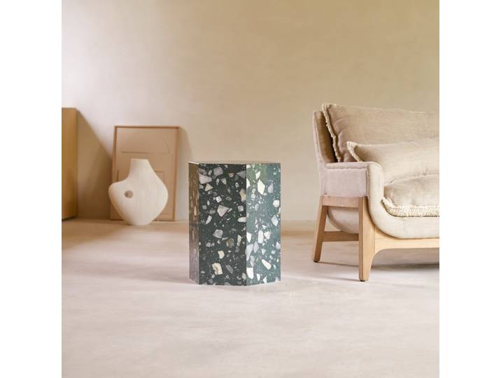 Sofaende Zoé aus Premium-Terrazzo Black - Dunkelgrün