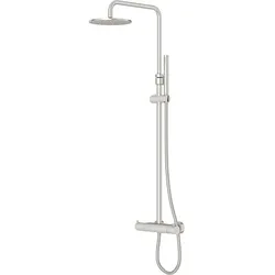 Steinberg Serie 100 Brauseset 1002721BN mit AP-Thermostatarmatur, Regen-/Handbrause, Brushed Nickel