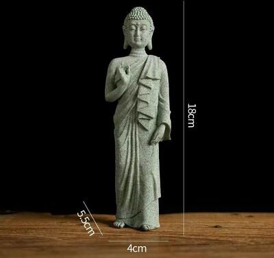Inspired Living Zen Serenity Mini Buddha Aquarium Statue Green Sandstone Zen Fish Tank Decor zhan Zi Youshou