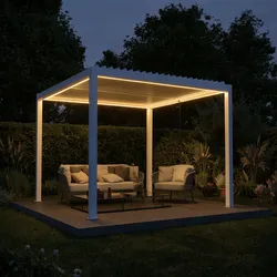 agadon Aluminum Lamellen-Pergola inkl. RGB-LED-Beleuchtung 296 x 296 cm Weiß - Weiß