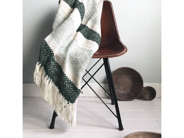 Plaid berbère granuleux vert pois 125x150