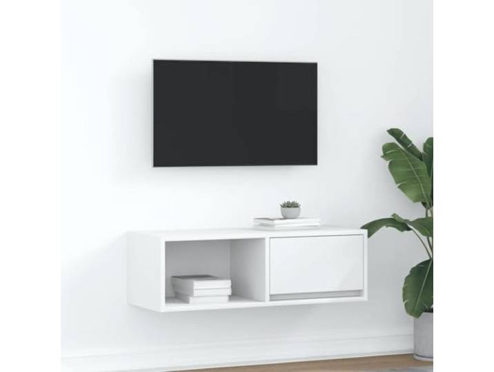 HEFZGDB TV-Schrank Weiß 80x31x25,5 cm Holzwerkstoff mit reichlich Stauraum für Medien und Elektronik, stabile Oberplatte, platzsparendes Wanddesign, pflegeleicht und langlebig.