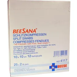 Beesana Schlitzkompressen Steril 10x10cm 12Fach 50 ST