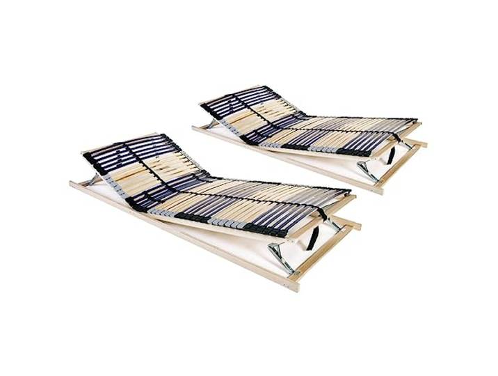 Buchenholzrahmen mit Birkenholzlatten 7 Zonen verstellbar 90x200 cm Braun Lattenrost 2 Stk. 42 Latten 7 Zonen 90x200 cm Buchenholzrahmen verstellbarer Kopf- und Fußteil mit Mittelzonen-Verstärkung