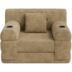 SCHLAFSOFA Cord mit Schlaffunktion, Getränkehalter & Taschen