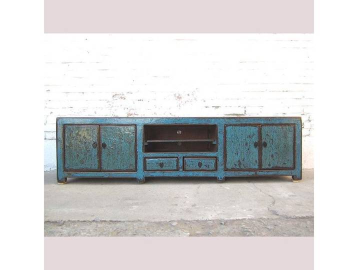 Luxury-Park-Direct Kommode China cyanblaue TV Kommode Lowboard für Flachbildschirm heavy used vin
