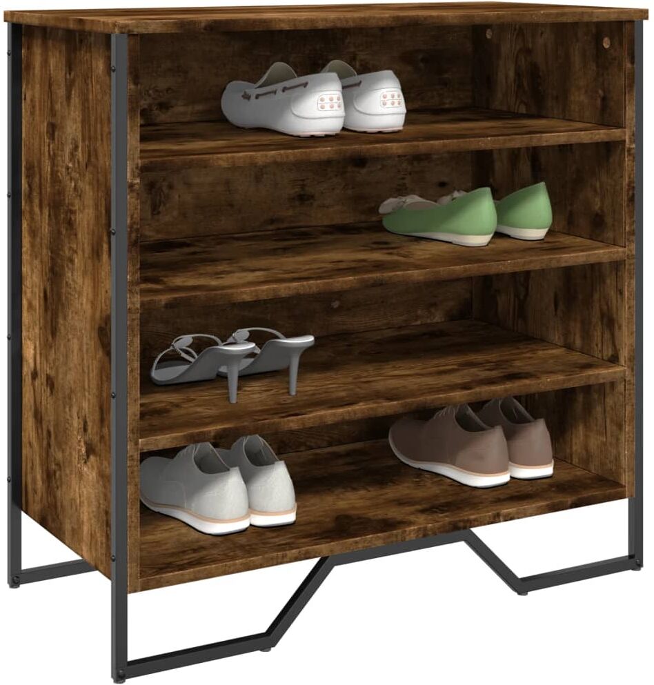 vidaXL Zapatero de madera de ingeniería roble ahumado 80x38x78 cm Marrón