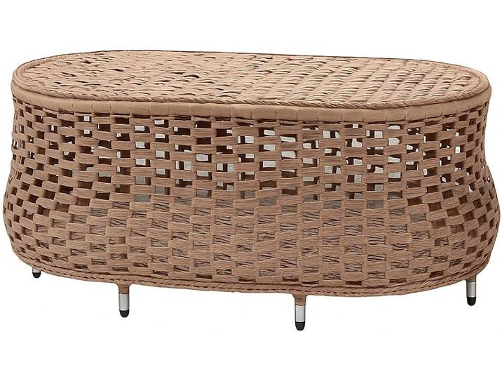 Xlmoebel Gartentisch Brauner Couchtisch mit Rattan-Beistellfläche und modernem Design (Tisch), Hergestellt in Europa