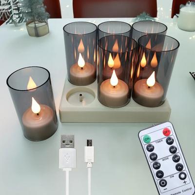 Uplifted Finds Rechargeable LED Flameless Candle Set With Timer Remote And Black Votive Cups For Indoor Home Decor 6pcs With Cups