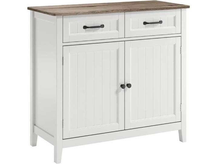 Meuble de rangement - BEALIFE - AP30 - 2 portes 2 tiroirs - Gris laqué - 90x40x81.5 cm