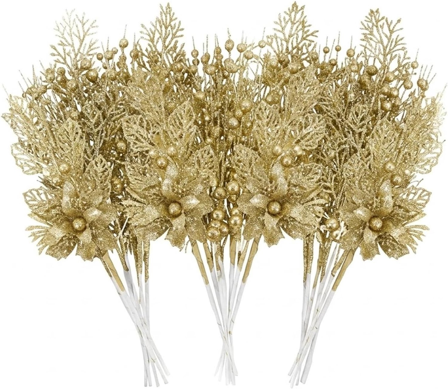 Kunstbloemen Kerstbessentak Decoratie Goud