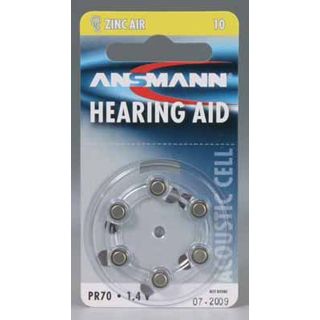 ANSMANN Hearing Aid PR70 Zink-Luft Knopfzellen Batterie 1.4 V 6er Pack