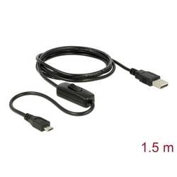 Delock USB-Kabel USB 2.0 USB-A Stecker, USB-Micro-B Stecker 1.50 m Schwarz inkl. Ein/Aus-Schalter 84803