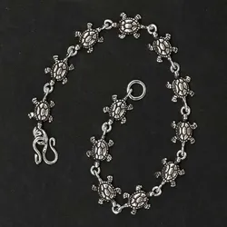 Drachensilber Armschmuck Schildkröten 925er Silber 19cm lang - Silber