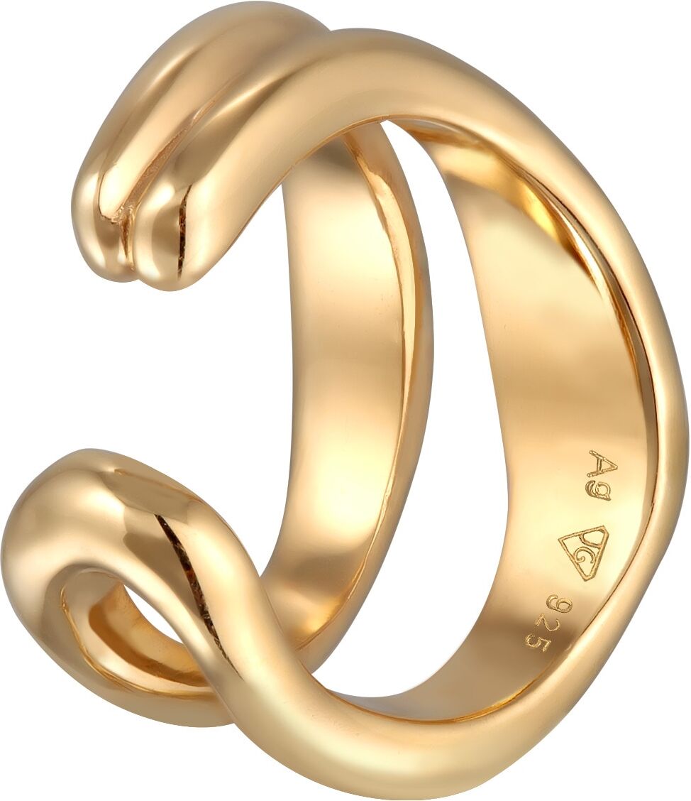Paar Ohrklemmen ELLI PREMIUM "Ohrringe Earcuff Single Ohrklemme Organic Design 925 Silber" Gr. 14, gold, Ohrringe, Damen, 14, Silber 925 (Sterlingsilber), Paar Ohrklemmen