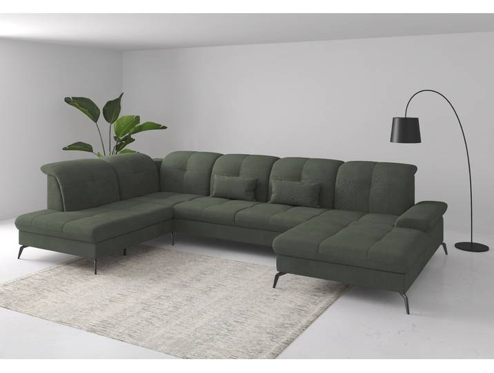 Wohnlandschaft, Polyester, Jungle, 357×231 cm, U-Form, Sitztiefen- & Armteilverstellung, Sit&More