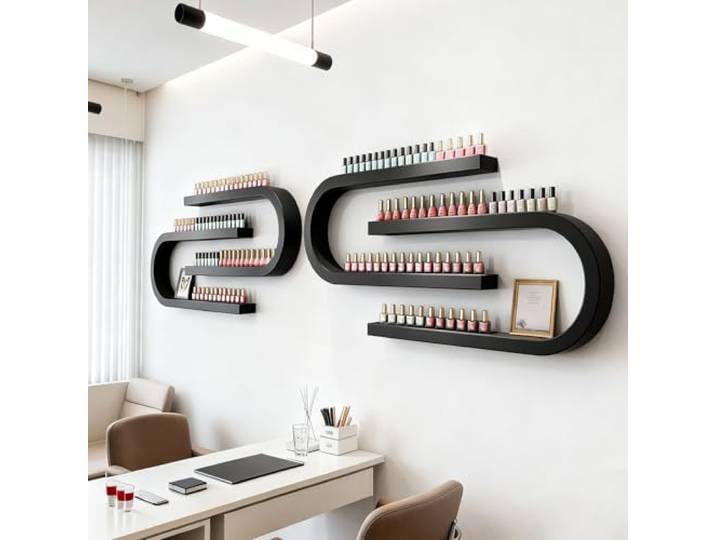 FUYAO An der Wand montiertes Regal für Nagellackflaschen, U-förmiges Parfüm-Aufbewahrungsregal für ätherische Öle, multifunktionaler hängender Parfümhalter für Salon