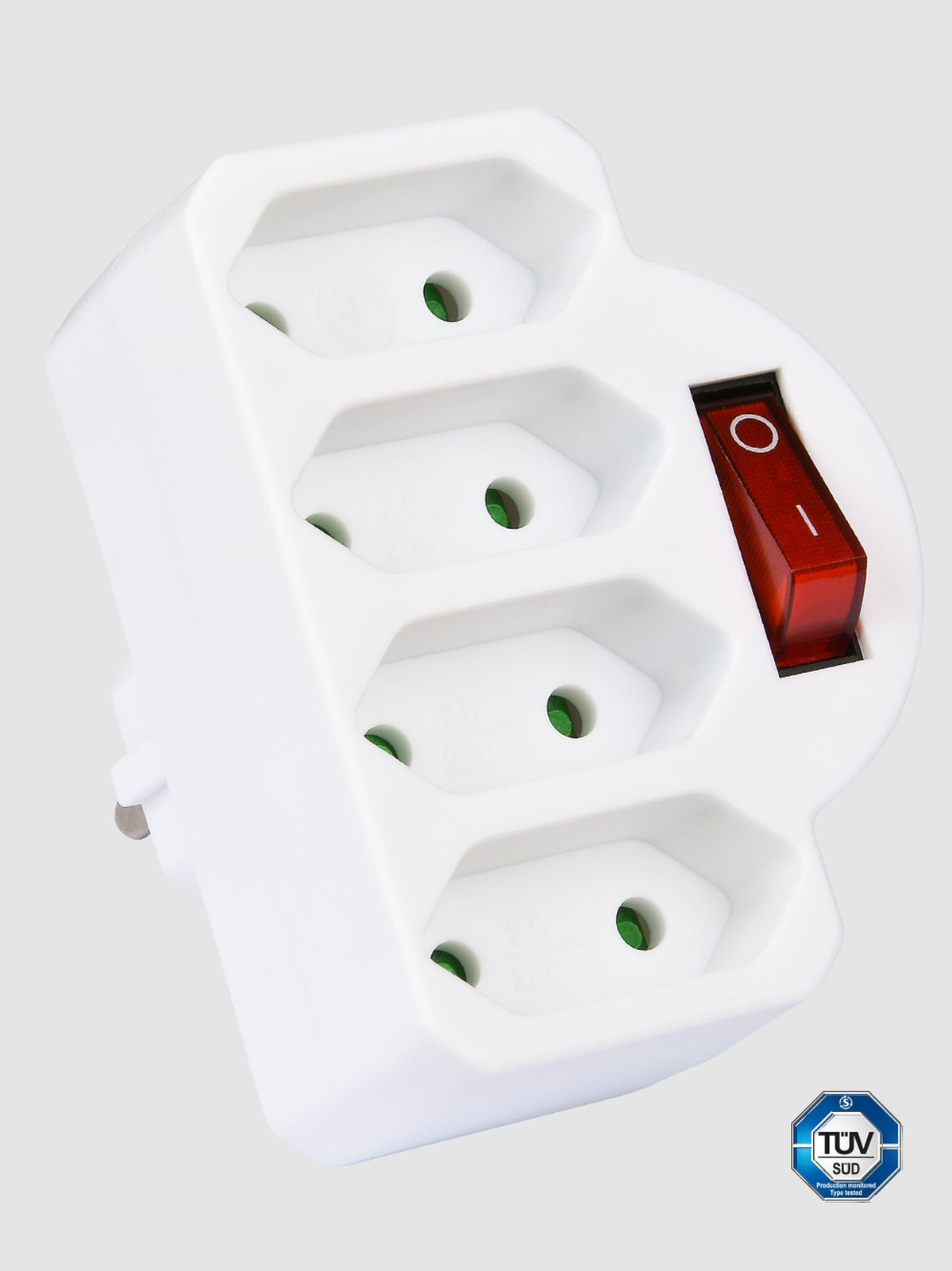 Heitech Wandcontactdoos met 4 Europese stopcontacten en schakelaar