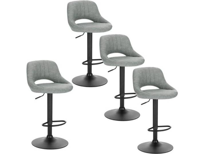 EUGAD Tabouret de Bar Chaise de Bar Lot de 4 Tabouret de Cuisine avec Similicuir Assise et métal Pieds Gris