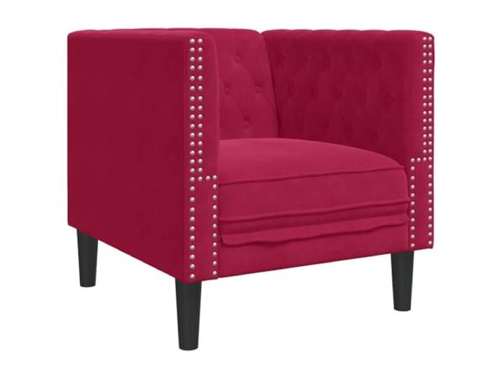 Chesterfield-Sessel, Velours, Bordeaux Gepolsterte Sitzfläche, gepolsterte Rückenlehne, robuste Füße, bequemes Wohnzimmer