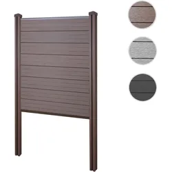 WPC-Sichtschutz Sarthe, Zaun Windschutz, WPC-Pfosten zum Einbetonieren ~ Basiselement schmal, 105cm braun