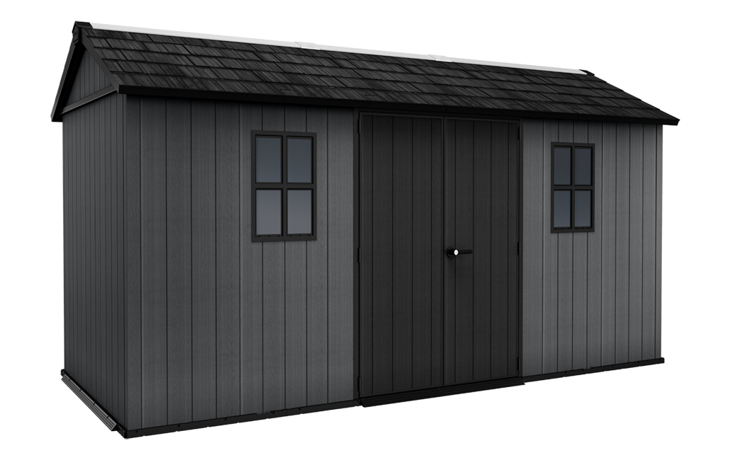 Keter Newton 1575 Gartenhaus - 230x476x246cm - Grau - natürlicher Holzlook