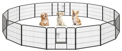 Costway 16 Panel 24/32/40 Inches Height Dog Playpen with Lock and Large Door-24 inches