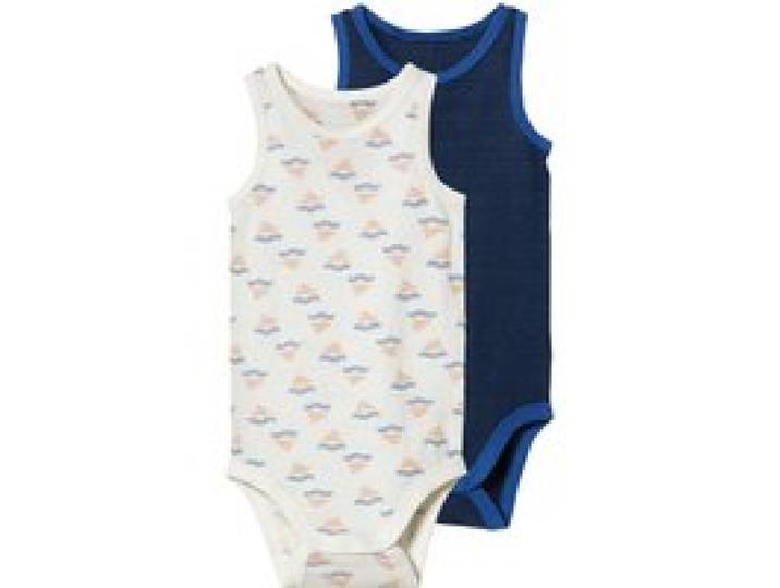 LUPILU® Lot de 2 bodies bébé (blanc-bleu)