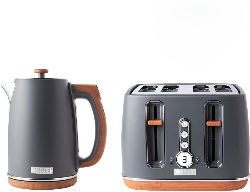 HADEN Dorchester 1.7L Electric Kettle And 4 Slice Toaster Set Gray