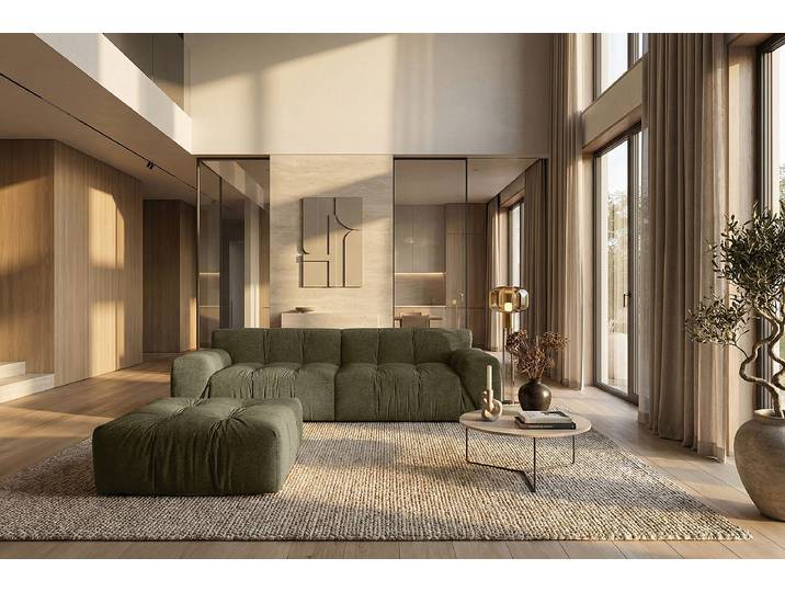 Pouf 105 x 42 x 105cm Vert Tissu Cilia: Vert mousse