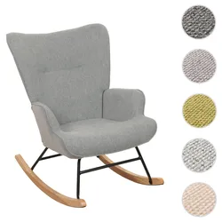 Schaukelstuhl HWC-N14, Schwingstuhl Relaxsessel Fernsehsessel, Massiv-Holz Metall Stoff/Textil 320g/m2 ~ grau-grün