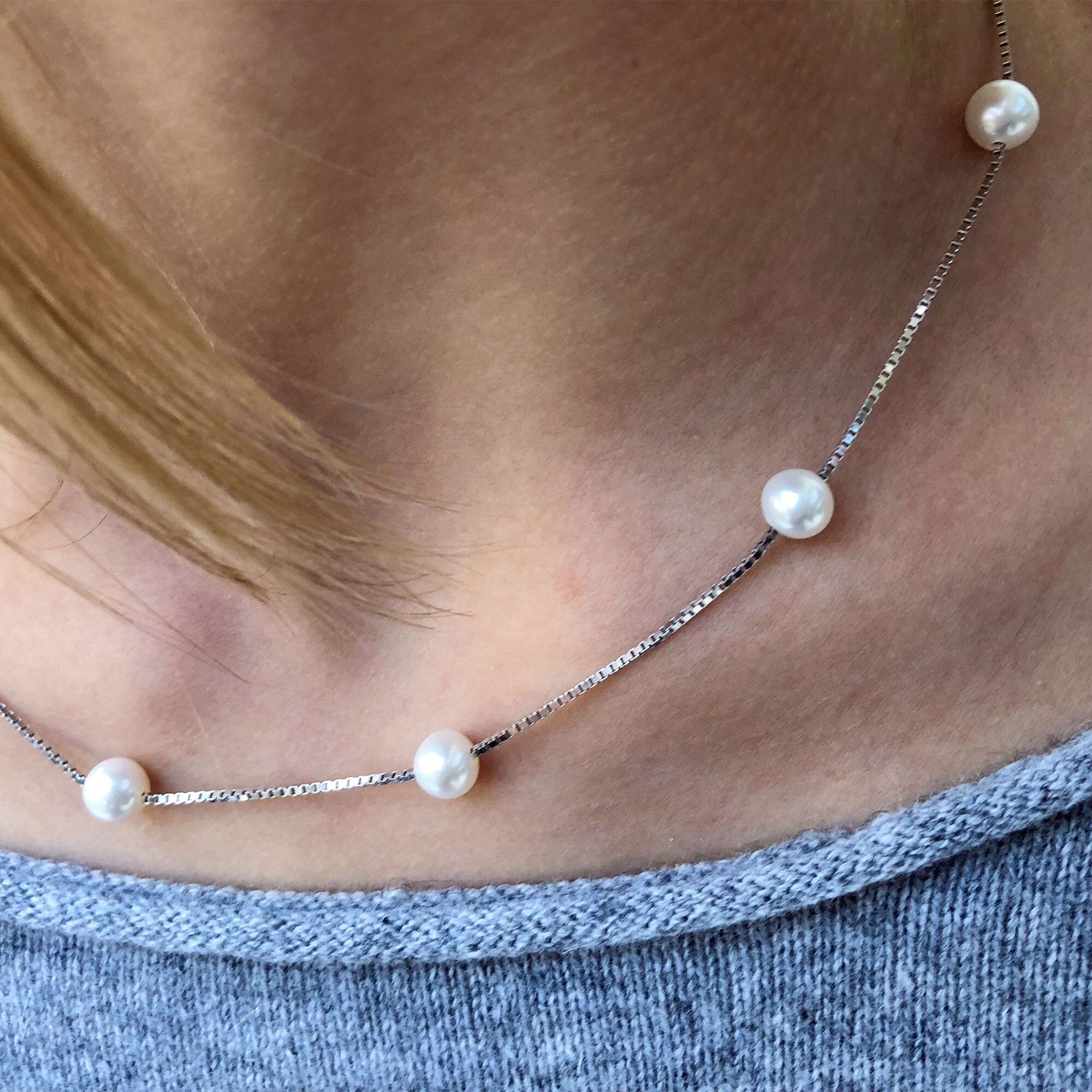 Perlenkette AILORIA "Halskette MASAKO", Damen, silber, Halsketten Perlenkette