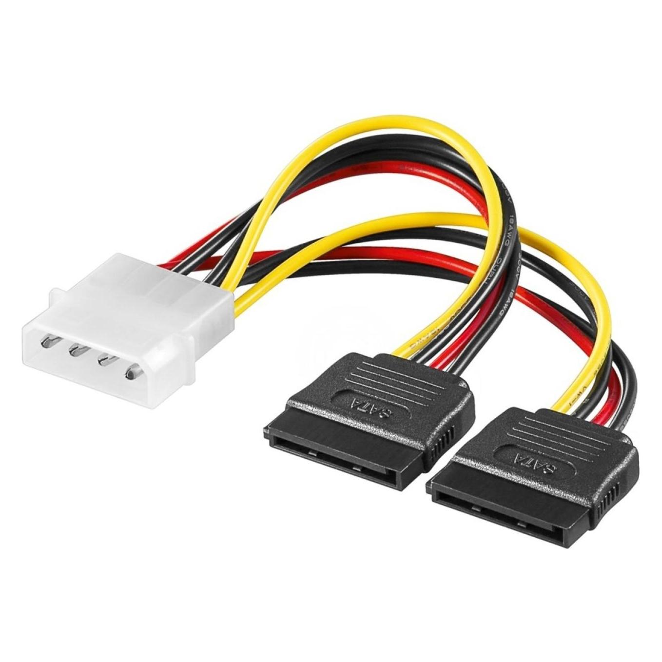 PowerGuard 4-Pin IDE Molex auf 2x 15-Pin SATA Power Kabel Adapter (20 cm, SATA) (00023058)