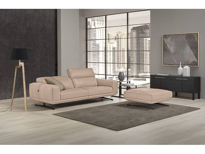 2,5-Sitzer Sofa, Leder NUVOLE, Rosa Beige, 236×109×96 cm, Beidseitig Verstellbar, Modern, EGOITALIANO