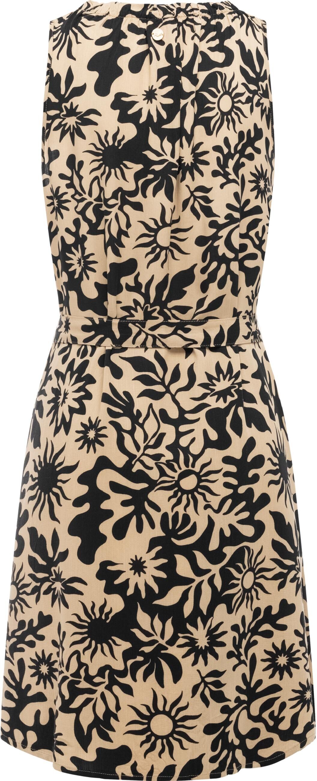 Strandkleid RAGWEAR "Strandkleid Isalie Print", Damen, Gr. S, N-Gr, beige (sand), Obermaterial: 100% Viskose CV., Kleider Strandkleid