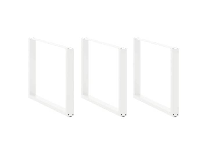 HGDFWRQW 3er Set U-Form Tischbeine Weiß 100x73 cm Tischkufen Stahl Vielseitige U-Profile für DIY-Möbelprojekte im Esszimmer und Arbeitszimmer mit flexibler Bodennivellierung.