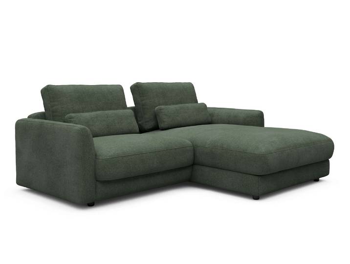 Ecksofa, Grün, 225x171 cm, Polyester, Federkern & Inkl. Kissen, Leger, TENKSOM